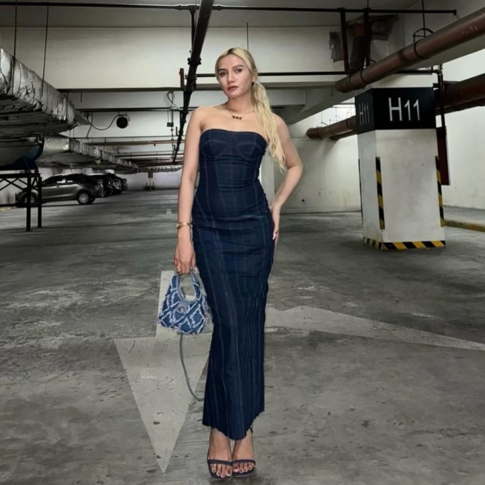 Zara Blue Strapless Midi Dress - Picture 15 of 16